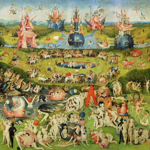 The Garden of Earthly Delights II White Modern Wood Framed Art Print by Bosch, Hieronymus