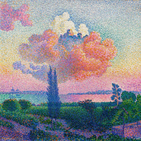 The Pink Cloud White Modern Wood Framed Art Print by Cross, Henri Edmond