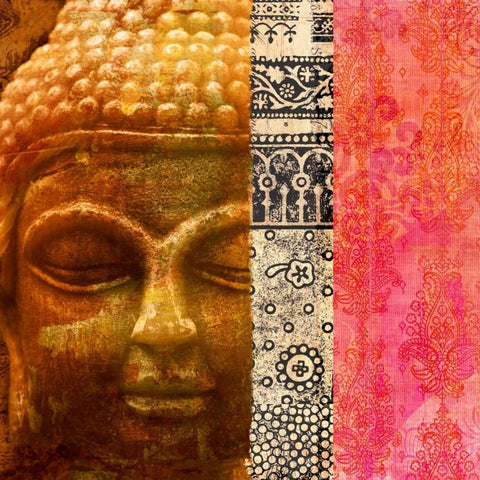 Siddharta (detail) White Modern Wood Framed Art Print with Double Matting by Joannoo