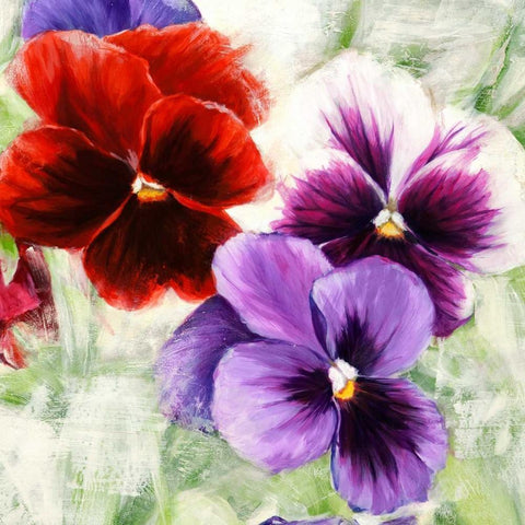 Pansies I Gold Ornate Wood Framed Art Print with Double Matting by Thomlinson, Jenny