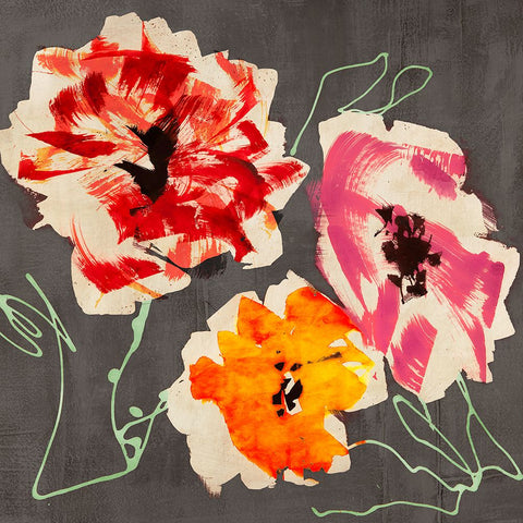 Neon Flowers I (detail) White Modern Wood Framed Art Print with Double Matting by Parr, Kelly