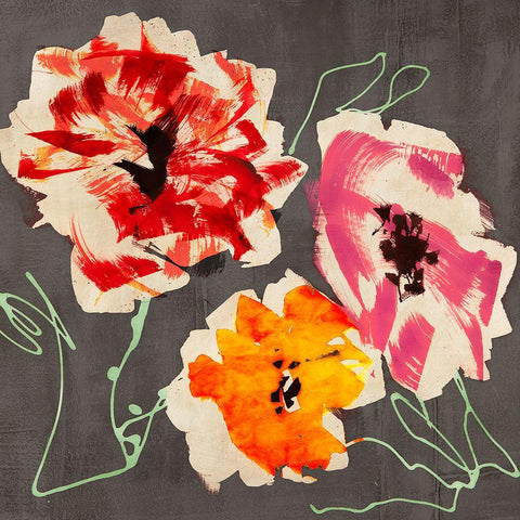 Neon Flowers I (detail) Black Modern Wood Framed Art Print with Double Matting by Parr, Kelly