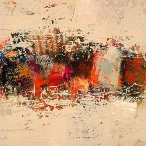 Festa II White Modern Wood Framed Art Print with Double Matting by Lucas