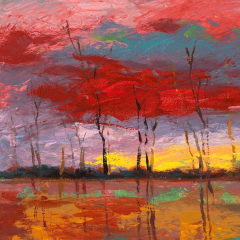 Tramonto sul bosco I Black Modern Wood Framed Art Print by Lucas