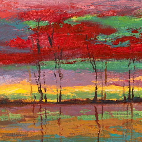 Tramonto sul bosco II Black Modern Wood Framed Art Print with Double Matting by Lucas