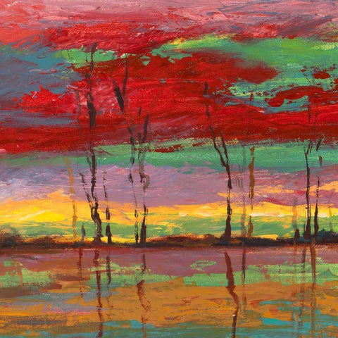 Tramonto sul bosco II White Modern Wood Framed Art Print with Double Matting by Lucas