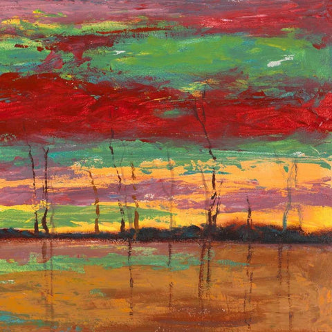 Tramonto sul bosco III White Modern Wood Framed Art Print with Double Matting by Lucas