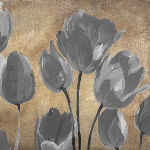Grey Tulips II Black Modern Wood Framed Art Print by Villa, Luca