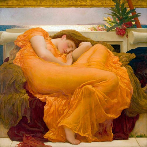 Flaming June Black Modern Wood Framed Art Print by Leighton, Frederic