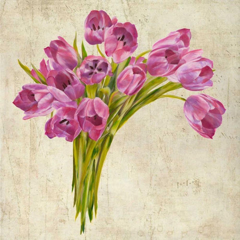 Bouquet de Tulipes Black Modern Wood Framed Art Print by Sanna, Leonardo