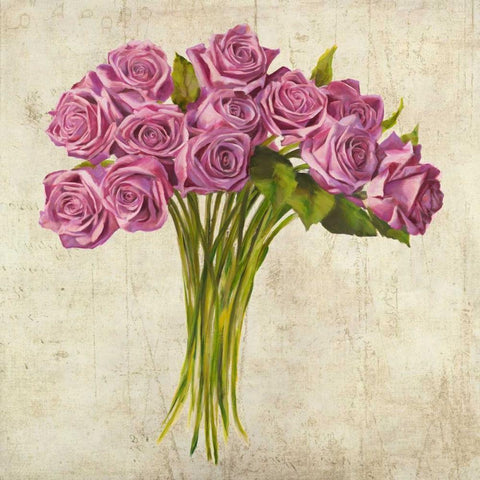 Bouquet de Roses Black Modern Wood Framed Art Print by Sanna, Leonardo