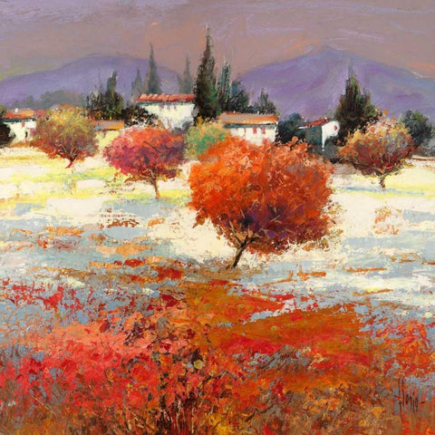 Dolci colline Black Modern Wood Framed Art Print with Double Matting by Florio, Luigi