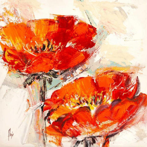 Papaveri dorati Black Ornate Wood Framed Art Print with Double Matting by Florio, Luigi