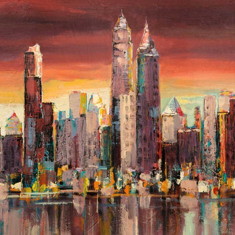 Sera su New York- detail Black Modern Wood Framed Art Print with Double Matting by Florio, Luigi