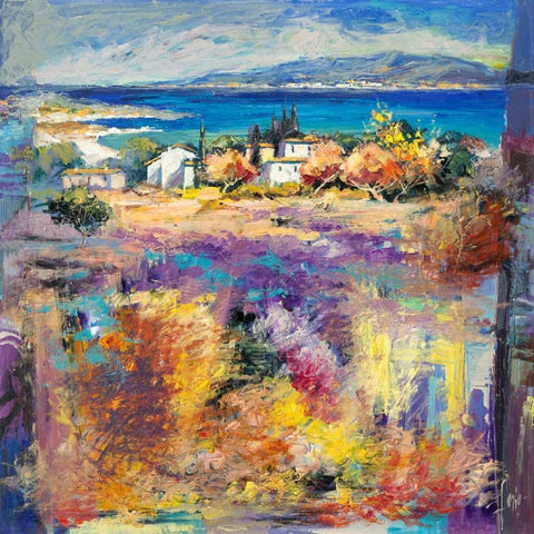 Costa mediterranea White Modern Wood Framed Art Print by Florio, Luigi