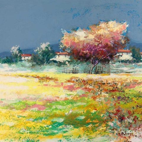 Albero nel prato Black Modern Wood Framed Art Print by Florio, Luigi