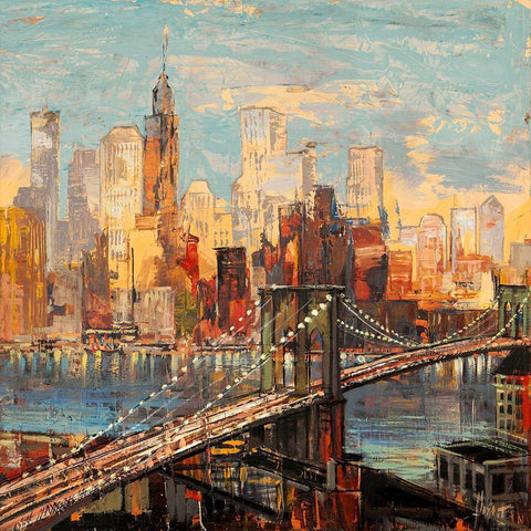 Sera su Manhattan Black Modern Wood Framed Art Print with Double Matting by Florio, Luigi