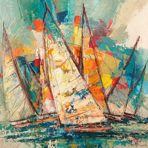 Regata sulloceano Black Modern Wood Framed Art Print with Double Matting by Florio, Luigi