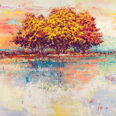 Alberi nel sole (detail) White Modern Wood Framed Art Print by Florio, Luigi