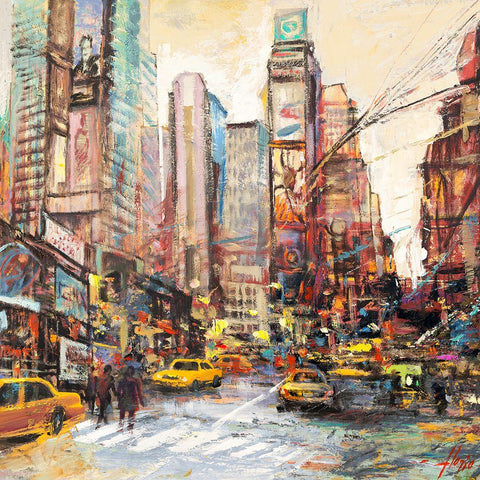 Mattino su Manhattan (detail) Black Modern Wood Framed Art Print with Double Matting by Florio, Luigi
