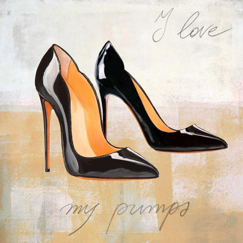 I Love my Pumps White Modern Wood Framed Art Print with Double Matting by Clair, Michelle