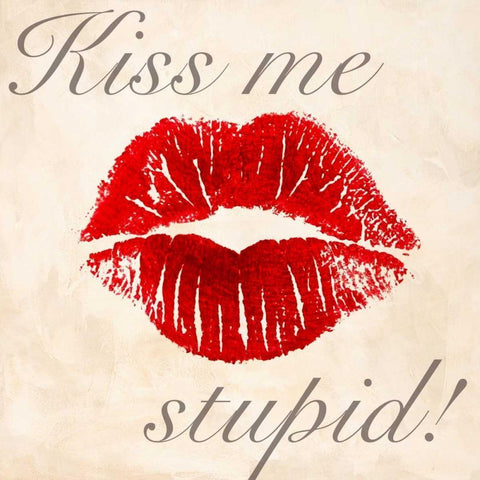 Kiss Me Stupid! #1 Black Modern Wood Framed Art Print with Double Matting by Clair, Michelle