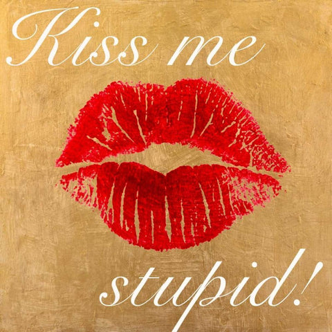 Kiss Me Stupid! #3 White Modern Wood Framed Art Print by Clair, Michelle