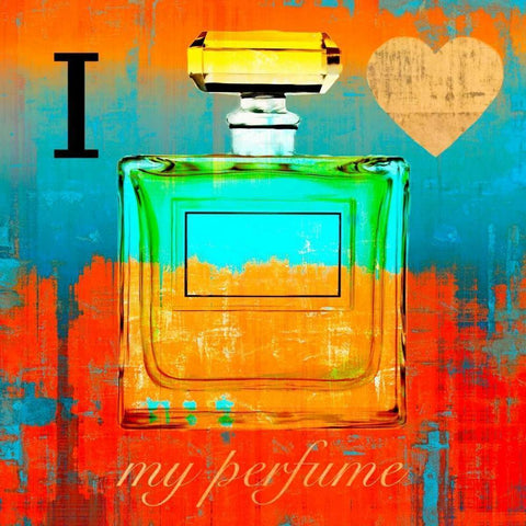 I Love my Perfume White Modern Wood Framed Art Print by Clair, Michelle