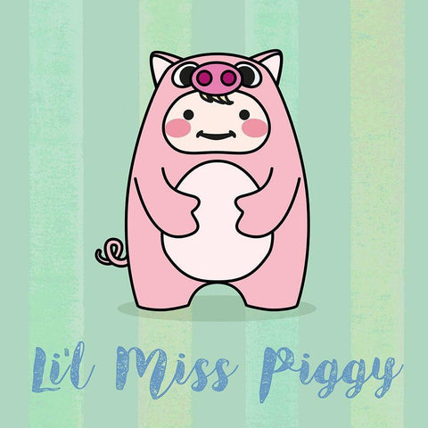 Lil Piggy White Modern Wood Framed Art Print by Malia, Rodrigues