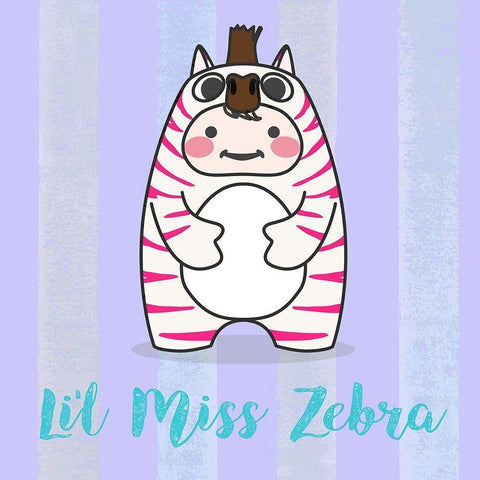 Lil Zebra White Modern Wood Framed Art Print by Malia, Rodrigues