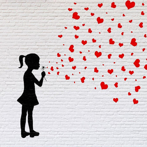 Sowing the seeds of Love (detail) White Modern Wood Framed Art Print with Double Matting by Masterfunk Collective