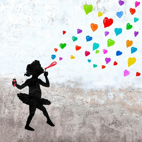 Love Bubbles (detail) Gold Ornate Wood Framed Art Print with Double Matting by Masterfunk Collective
