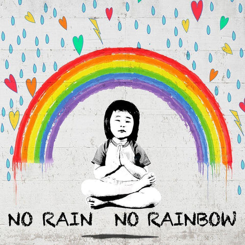 No Rain No Rainbow (detail) Gold Ornate Wood Framed Art Print with Double Matting by Masterfunk Collective