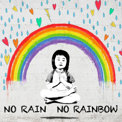 No Rain No Rainbow (detail) Black Ornate Wood Framed Art Print with Double Matting by Masterfunk Collective