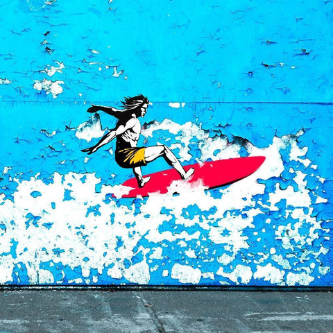 Off the Wall, Santa Cruz, CA (detail) Black Modern Wood Framed Art Print with Double Matting by Masterfunk Collective