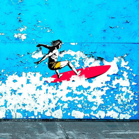 Off the Wall, Santa Cruz, CA (detail) White Modern Wood Framed Art Print with Double Matting by Masterfunk Collective