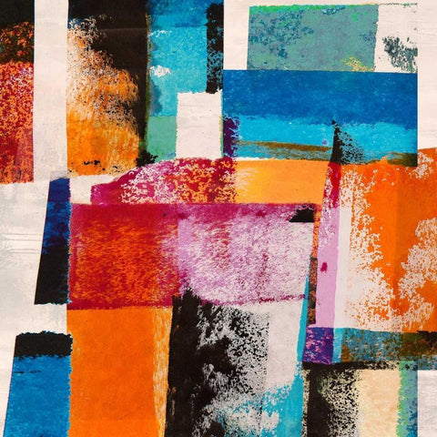 Colors in Space I White Modern Wood Framed Art Print with Double Matting by Navarro, Manuel