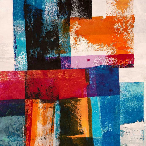 Colors in Space II Black Modern Wood Framed Art Print with Double Matting by Navarro, Manuel