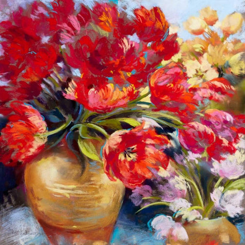 Tulip Firework Gold Ornate Wood Framed Art Print with Double Matting by Whatmore, Nel