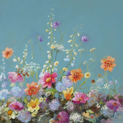 Treasures from my Garden Teal Black Modern Wood Framed Art Print with Double Matting by Whatmore, Nel