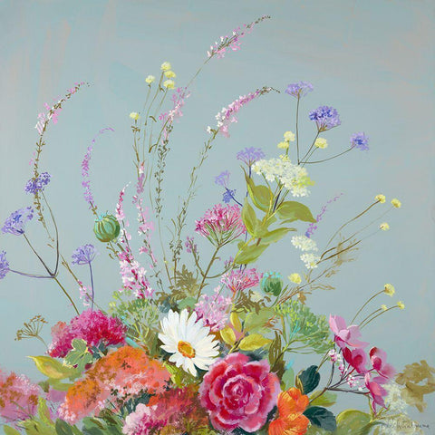 Marguerite and Verbena Black Modern Wood Framed Art Print with Double Matting by Whatmore, Nel