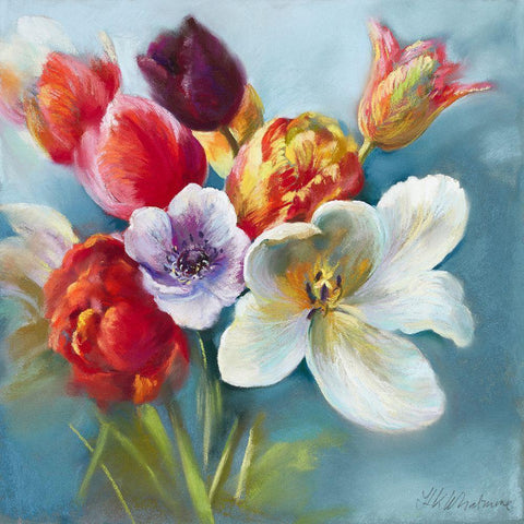 Tulips Picked for You I White Modern Wood Framed Art Print by Whatmore, Nel