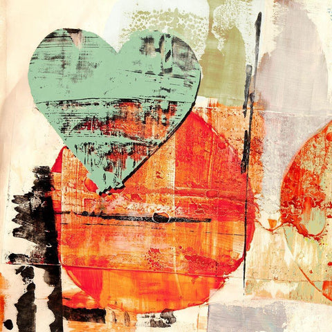 Pop Love #1 (Heart+Sun) White Modern Wood Framed Art Print with Double Matting by Winkel, Peter