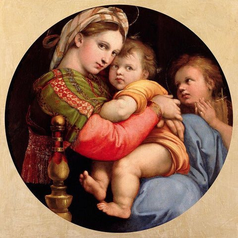 Madonna della seggiola Black Ornate Wood Framed Art Print with Double Matting by Raffaello