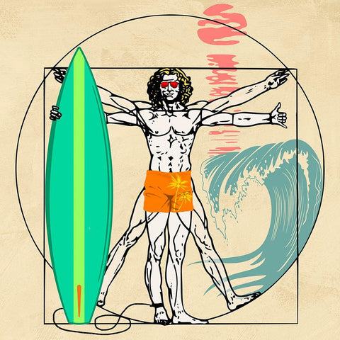 Cogito Ergo Surf (detail) White Modern Wood Framed Art Print by Hill, Steven