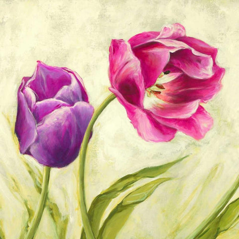 Tulipani danzanti Black Modern Wood Framed Art Print by Mei, Silvia