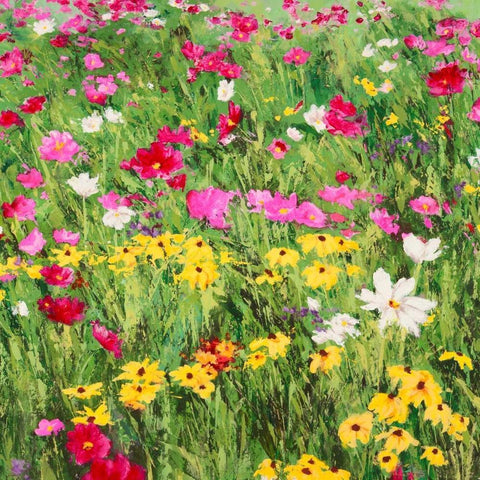 Country Flowers White Modern Wood Framed Art Print with Double Matting by Mei, Silvia