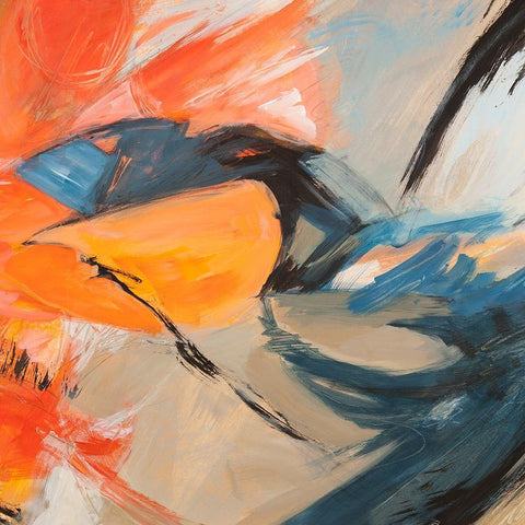Oranges and Blues (detail) Black Modern Wood Framed Art Print with Double Matting by Jim, Stone