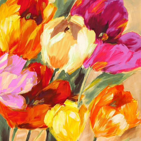 Colorful Tulips II Black Ornate Wood Framed Art Print with Double Matting by Stone, Jim