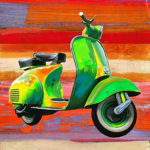 Pop Scooter I Black Modern Wood Framed Art Print with Double Matting by Rizzardi, Teo